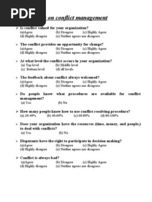 conflict resolution self assessment conflict resolution survey questions